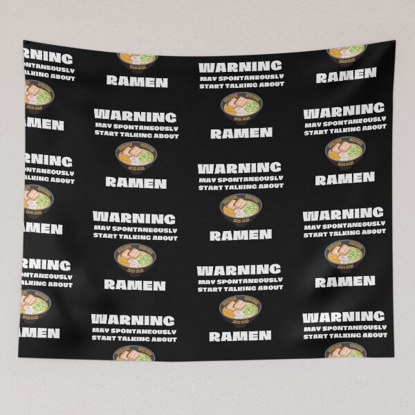 Item preview, La advertencia puede comenzar espontáneamente a hablar sobre ramen en negro designed and sold by LuckyKermit.