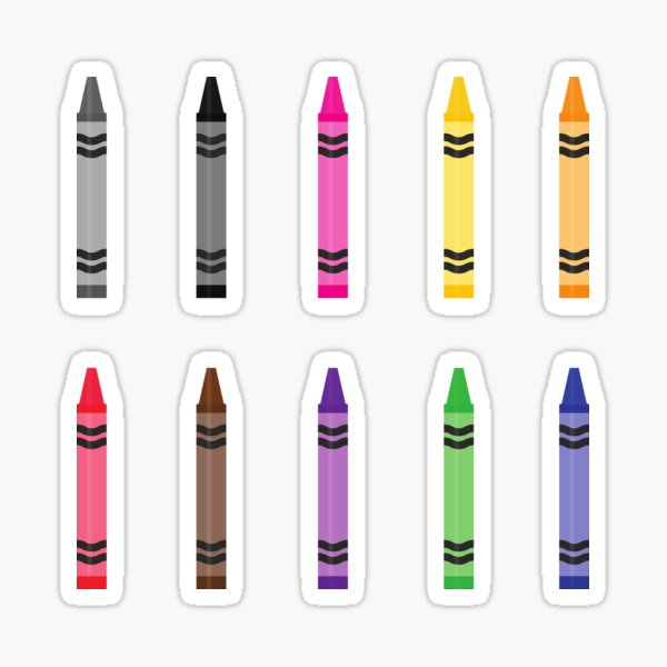 10 Colored Crayons Sticker Pack Sticker