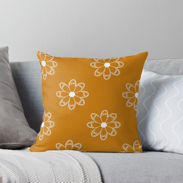Item preview, Patrón de flores bordado (blanco sobre naranja) designed and sold by Encie-Designs.