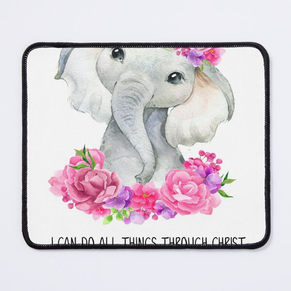 Item preview, Kid's Bible Verse Wall Art, Watercolor Elephant Print, Girls Nursery Decor, Kids Room Wall Art, Scripture Decor, Safari Animal, Watercolor Painting designed and sold by Dzhenka-Balimez.