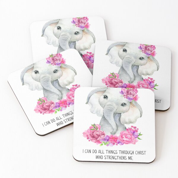 Item preview, Kid's Bible Verse Wall Art, Watercolor Elephant Print, Girls Nursery Decor, Kids Room Wall Art, Scripture Decor, Safari Animal, Watercolor Painting designed and sold by Dzhenka-Balimez.