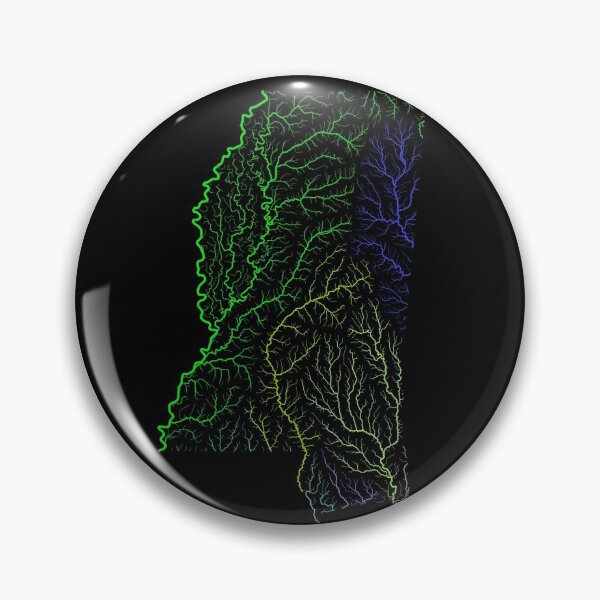 Item preview, Mississippi River Basin Map in Rainbow Colours with Black Background designed and sold by GrasshopperGeo.