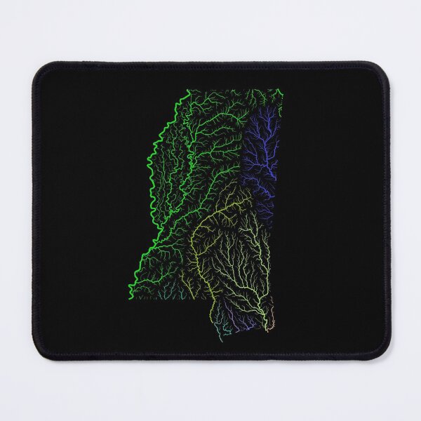Item preview, Mississippi River Basin Map in Rainbow Colours with Black Background designed and sold by GrasshopperGeo.
