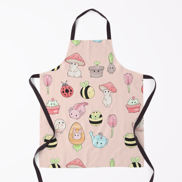 Item preview, Kawaii cartoon characters set -- axolotl, mushrooms, carrot, bunny, ladybug, tulip, bees, bird, plants, watering can designed and sold by MagicStrawberry.