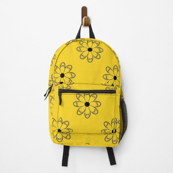 Item preview, Embroidery flower pattern (black on yellow) designed and sold by Encie-Designs.