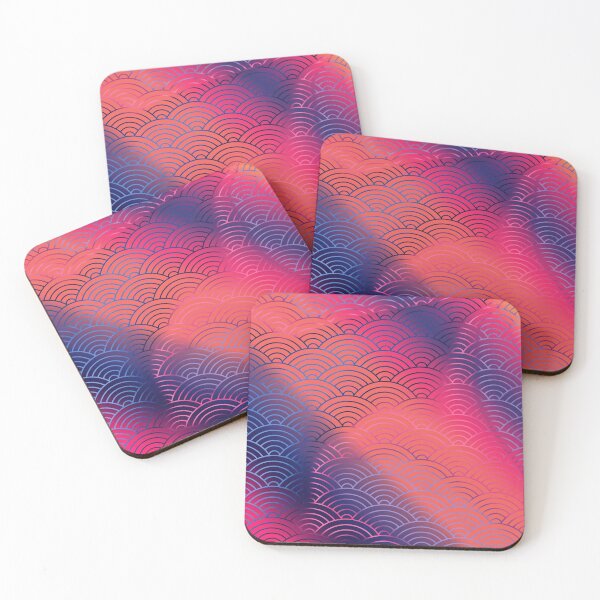 Item preview, Japanese Seigaiha Wave Abstract Purple Yellow Pink Gradient Pattern  designed and sold by IrinchiDE.