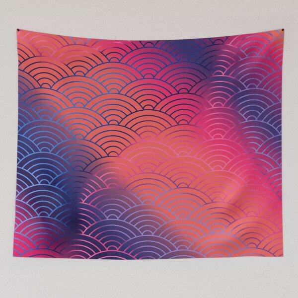 Item preview, Japanese Seigaiha Wave Abstract Purple Yellow Pink Gradient Pattern  designed and sold by IrinchiDE.