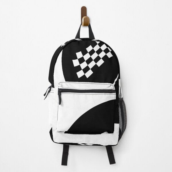 Item preview, Crossed black and white checkered flags logo conceptual of motor sport, isolated on dark round background designed and sold by Tae Mi.