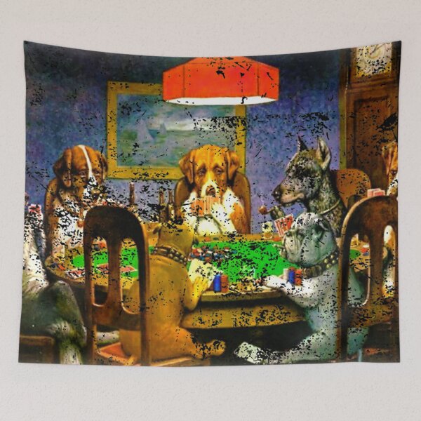 Item preview, Bunch of Bluffing Dogs on a Poker Night With Distressed Grunge Effect designed and sold by LuckyKermit.