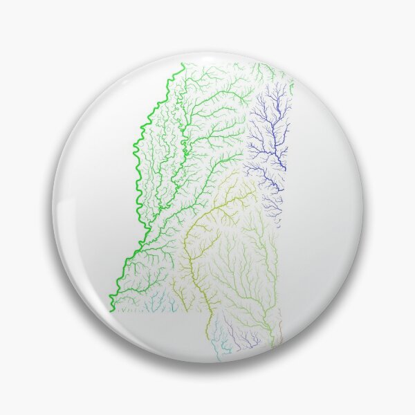 Item preview, Mississippi River Basin Map in Rainbow Colours with White Background designed and sold by GrasshopperGeo.