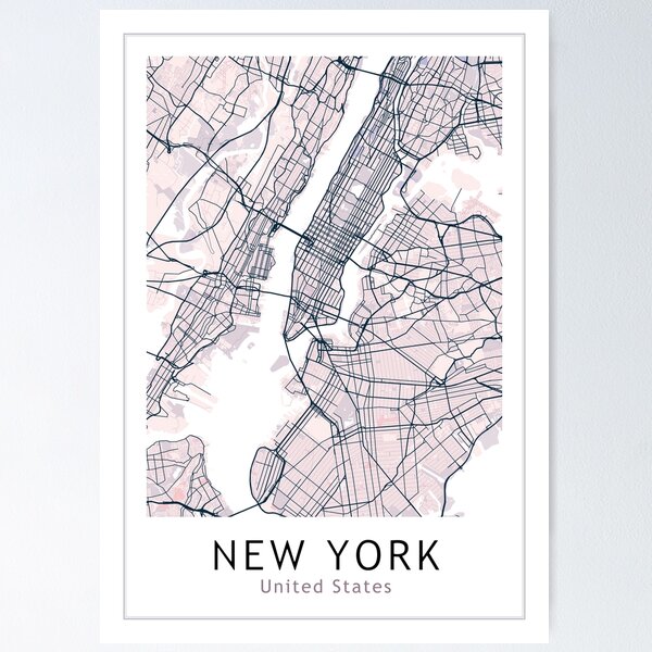 Item preview, New York City Map, USA City, NYC Pink designed and sold by TheRedFinch.