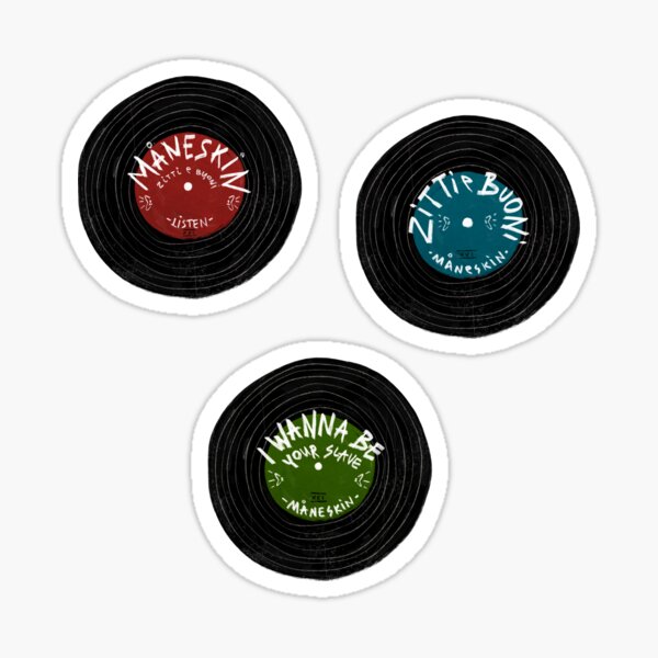 Maneskin rock vinyl, Zitti e Buoni, I Wanna Be Your Slave, retro vinyl Sticker