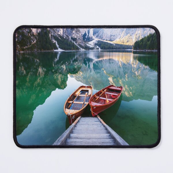 Item preview, 2 boats on a river surrounded by mountains designed and sold by Caregiverology.