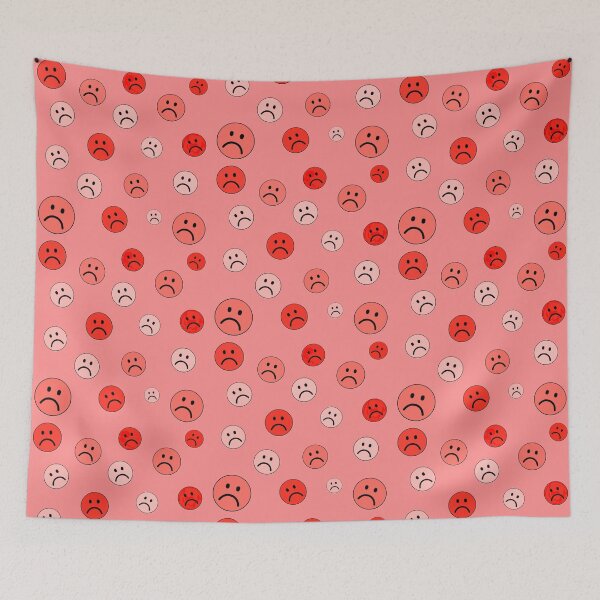 Item preview, Minimalistic Sad Emoji Faces Pattern Set Red Color designed and sold by Barolina.