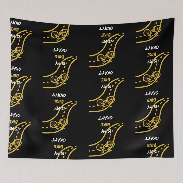 Item preview, Is My Bike Okay Bicycle On The Road Upside Down In Black designed and sold by LuckyKermit.