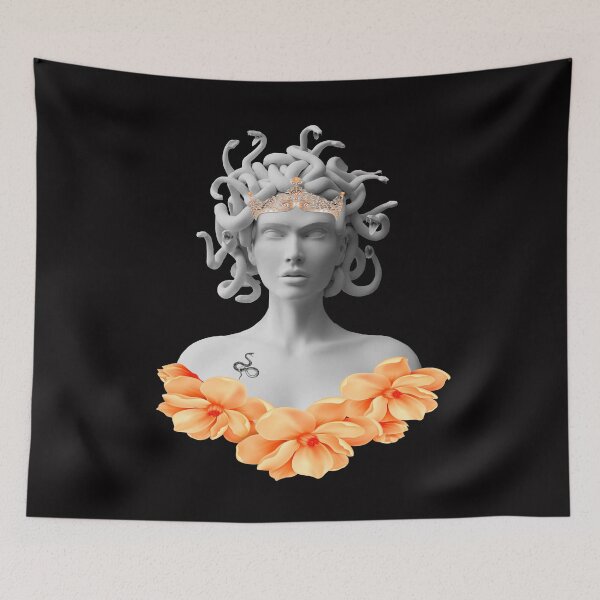 Item preview, Medusa Gorgon Greek Mythology Orange Floral designed and sold by Atteestude.