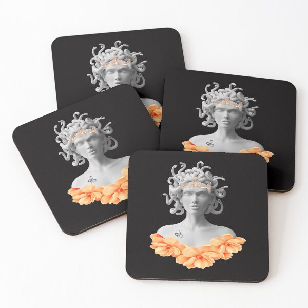 Item preview, Medusa Gorgon Greek Mythology Orange Floral designed and sold by Atteestude.