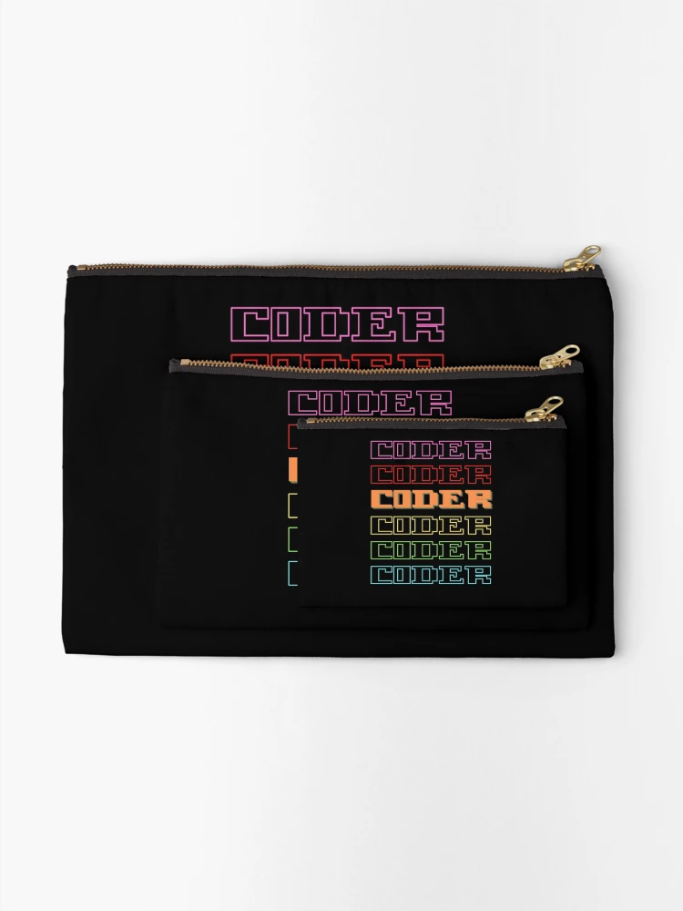 Thumbnail 2 of 4, Zipper Pouch, Coder Coder| Colorful Coding/Coder software engineer developer programmer geek coder STEM designed and sold by brinikki.