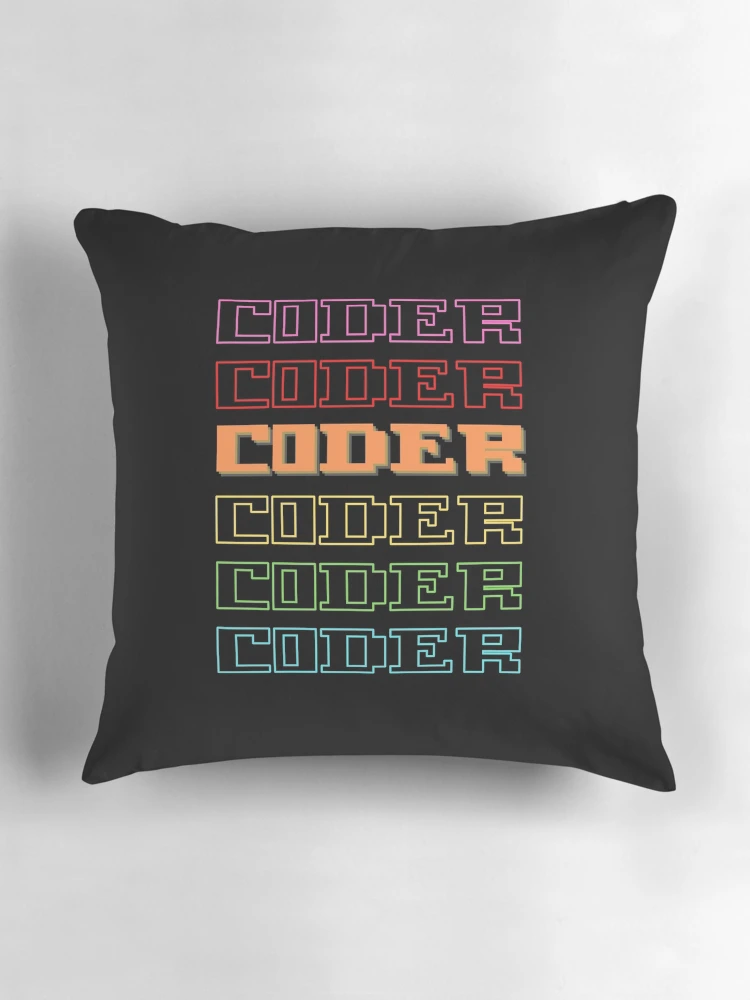 Thumbnail 3 of 4, Pillow, Coder Coder| Colorful Coding/Coder software engineer developer programmer geek coder STEM designed and sold by brinikki.