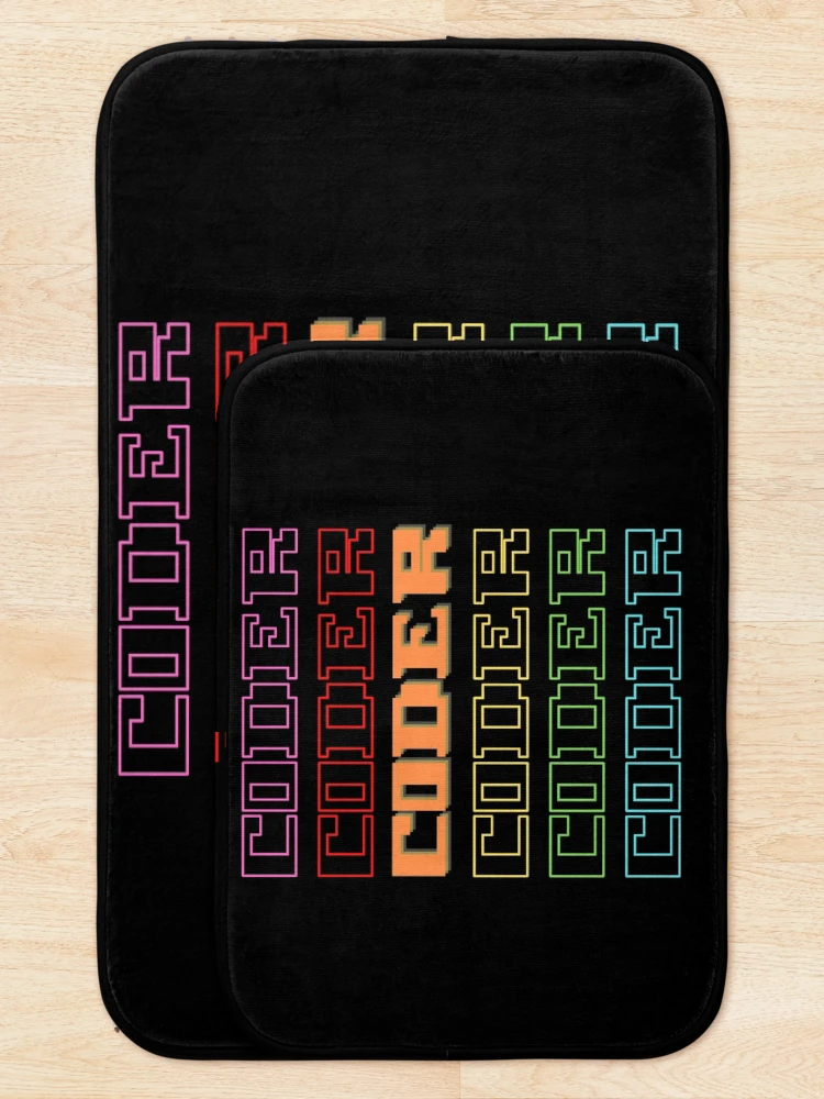 Thumbnail 5 of 6, Bath Mat, Coder Coder| Colorful Coding/Coder software engineer developer programmer geek coder STEM designed and sold by brinikki.