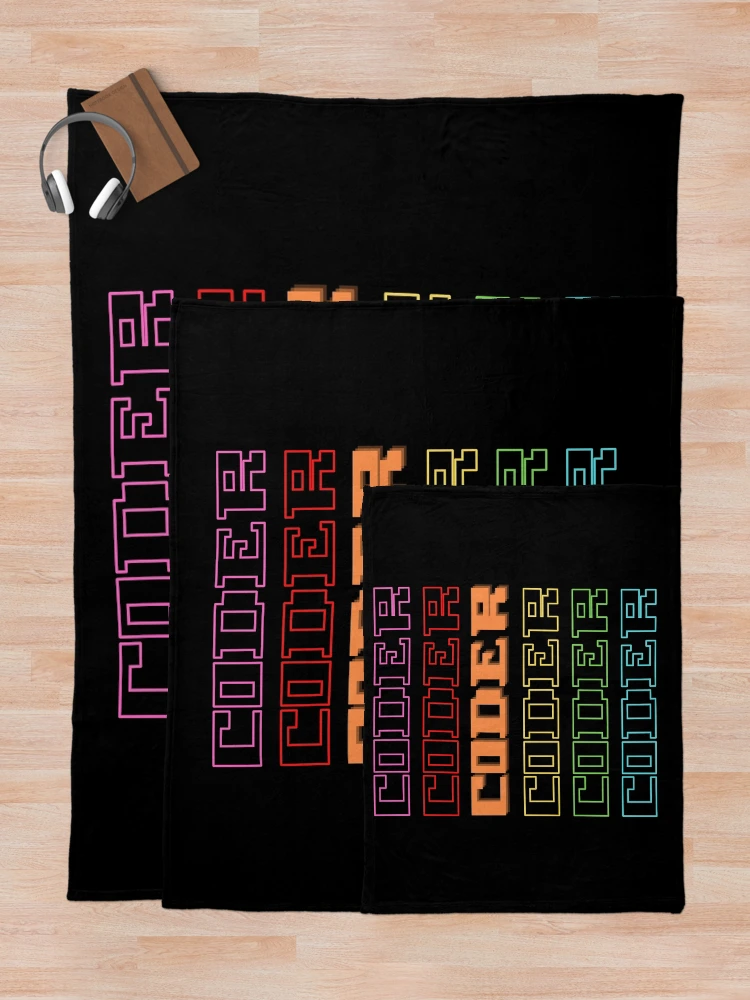 Thumbnail 5 of 6, Throw Blanket, Coder Coder| Colorful Coding/Coder software engineer developer programmer geek coder STEM designed and sold by brinikki.