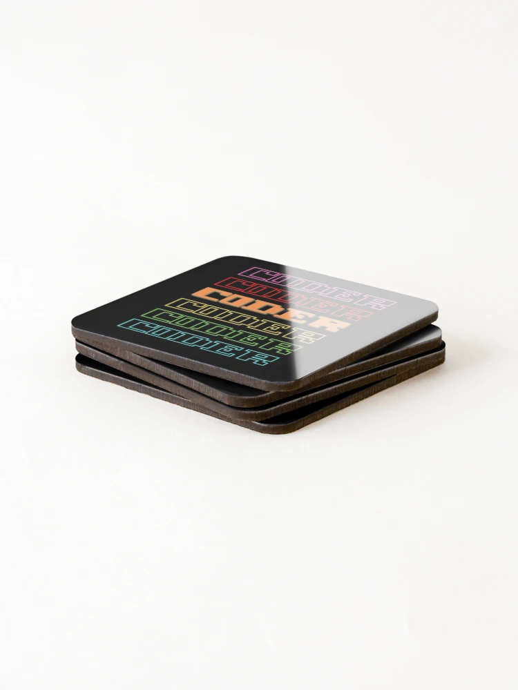 Thumbnail 4 of 5, Coasters (Set of 4), Coder Coder| Colorful Coding/Coder software engineer developer programmer geek coder STEM designed and sold by brinikki.