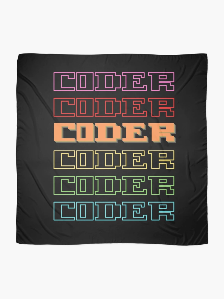Thumbnail 2 of 3, Scarf, Coder Coder| Colorful Coding/Coder software engineer developer programmer geek coder STEM designed and sold by brinikki.