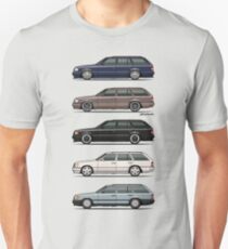 Stack of Mercedes W124 S124 E-Class Wagons Unisex T-Shirt