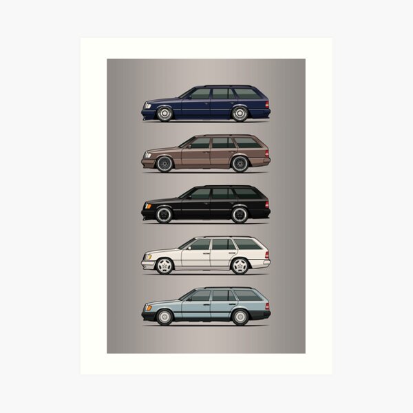 Stack of Mercedes W124 S124 E-Class Wagons Art Print