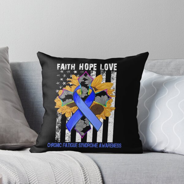 Item preview, Sunflower Faith Hope Love Cross and Flag Chronic Fatigue Syndrome Awareness designed and sold by largellie.