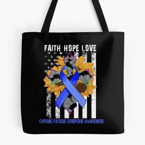 Item preview, Sunflower Faith Hope Love Cross and Flag Chronic Fatigue Syndrome Awareness designed and sold by largellie.