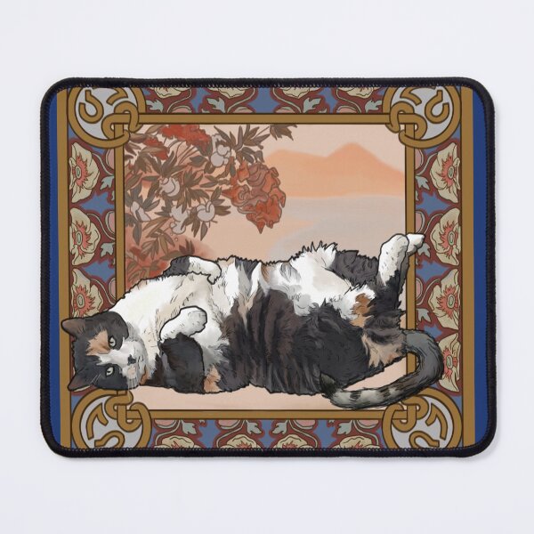 Item preview, Reclining Cat in Tropical Art Nouveau Splendor designed and sold by nevernotamanda.