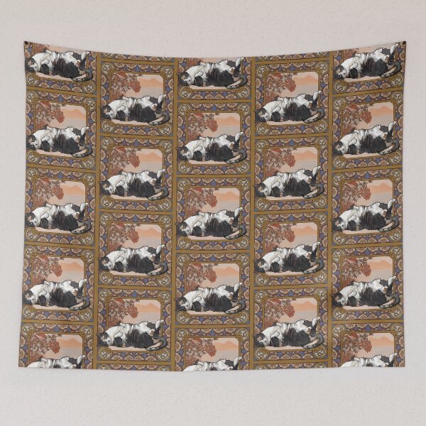 Item preview, Reclining Cat in Tropical Art Nouveau Splendor designed and sold by nevernotamanda.