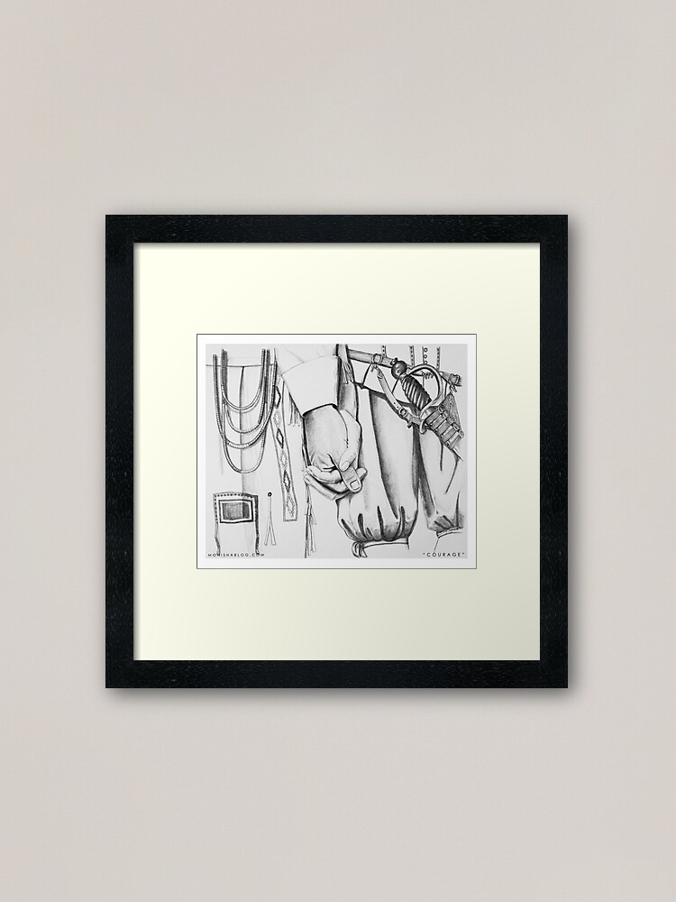 Thumbnail 2 of 7, Framed Art Print, COURAGE designed and sold by MonishaBlog.
