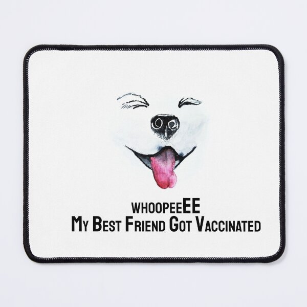 Item preview, cute Samoyed puppy happy about vaccine designed and sold by Saba-Red-Ideas.
