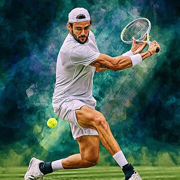 "Matteo Berrettini plays slice. Digital artwork print poster. Tennis