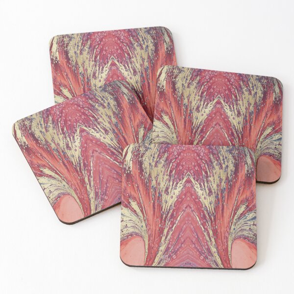 Item preview, Symmetrical Ink Art in Garnet and Gold  designed and sold by WisdomInspired.