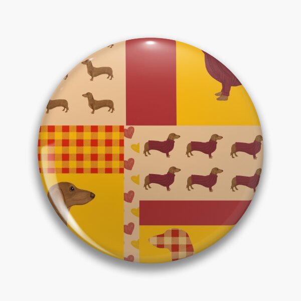 Item preview, Dachshund Patchwork Pattern - Red and Yellow designed and sold by Kittys-Art.