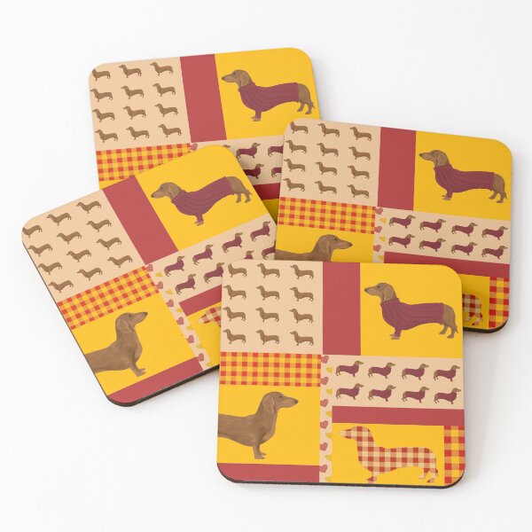 Item preview, Dachshund Patchwork Pattern - Red and Yellow designed and sold by Kittys-Art.