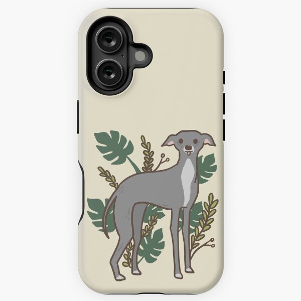 Vista previa del artículo con la obra «Galgo italiano con diseño de plantas», diseñado y vendido por ziggly.