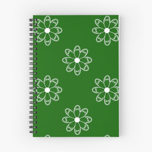 Artikelvorschau, Stickblumenmuster (weiß auf grün) entworfen und verkauft von Encie-Designs.