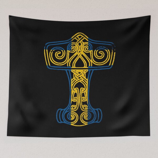 Item preview, Swedish flag & Thor's hammer designed and sold by Mila1946.