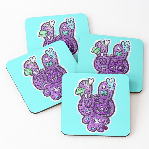 Item preview, Purple haired Japanese pop art bear rabbit cat designed and sold by Ben Ryuki Miyagi Architect.