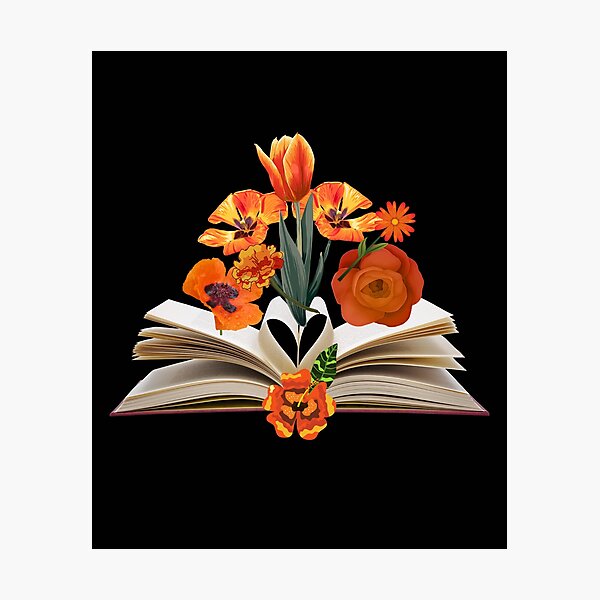 Item preview, Orange Flowers With Open Book Pages Designs designed and sold by EarthArtDesigns.
