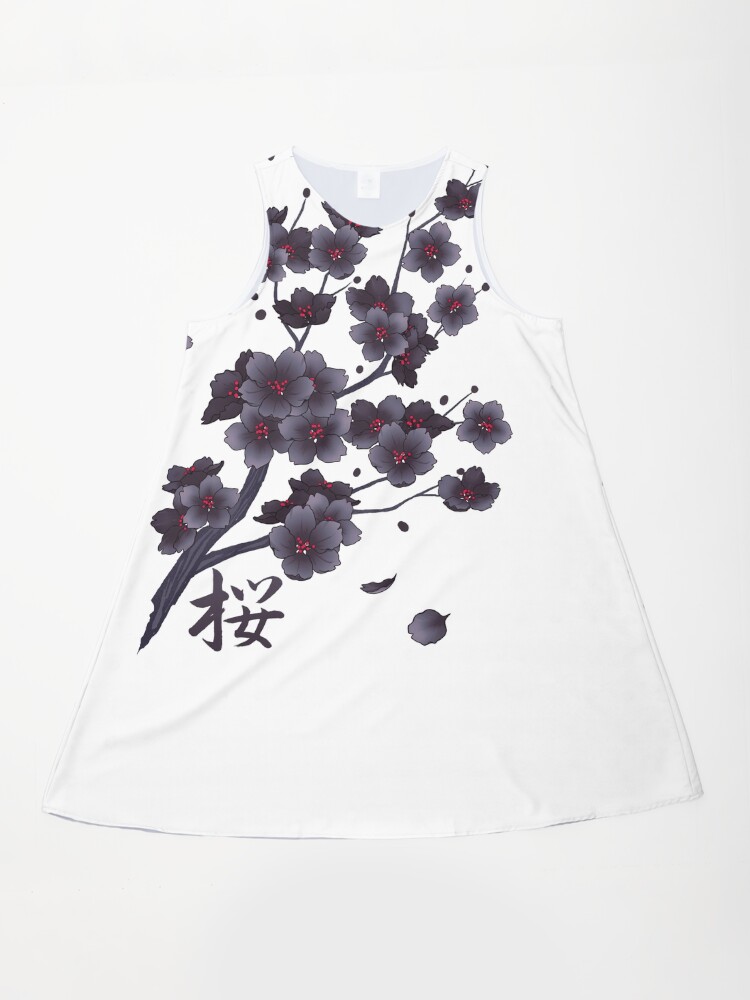 Falling Black Sakura Cherry Blossom" A-Line Dress for Sale by  arterialmotive | Redbubble