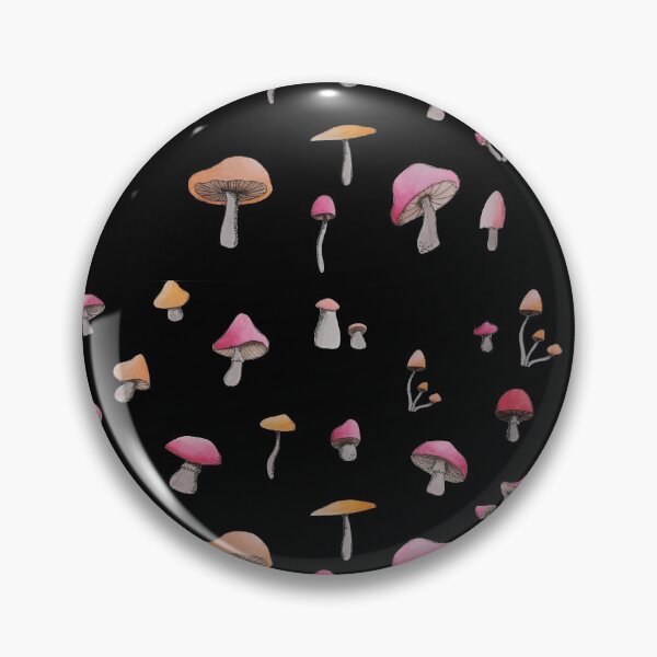 Item preview, simple red and orange mushroom pattern (black background) designed and sold by -Lily-Anne-.