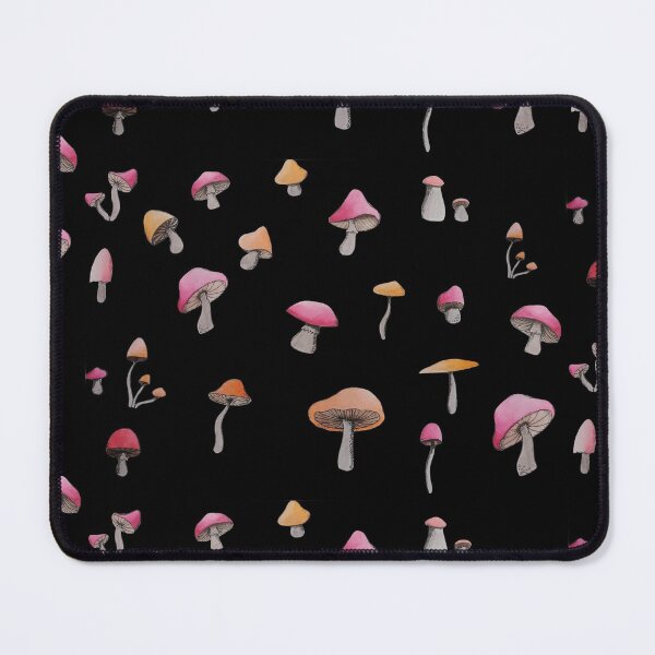 simple red and orange mushroom pattern (black background) Mouse Pad