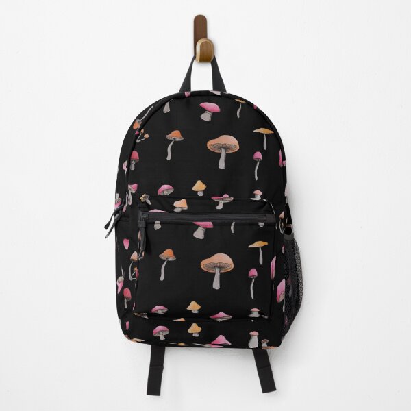 Item preview, simple red and orange mushroom pattern (black background) designed and sold by -Lily-Anne-.