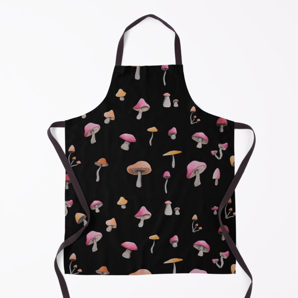 Item preview, simple red and orange mushroom pattern (black background) designed and sold by -Lily-Anne-.