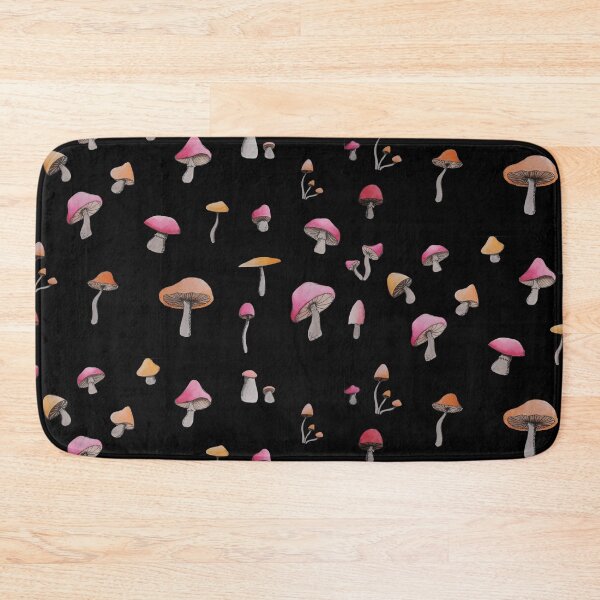Item preview, simple red and orange mushroom pattern (black background) designed and sold by -Lily-Anne-.